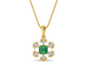 Esra Floral Diamond Pendant Set Gold